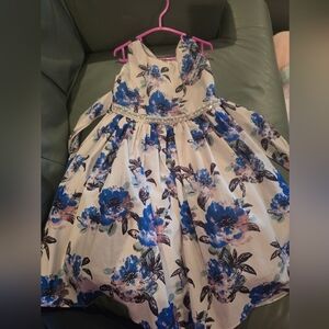 Girls Floral Party Dress with Blue Flower Print size 4 Just Kids USA